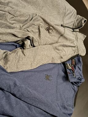 2 -Spyder Gray & Navy Pullover Hoodies with Spider Logo